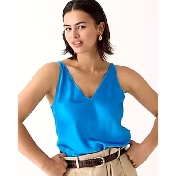 J. Crew Black & Blue Silk Racerback Camisole Top Blouse sz 6 - Picture 4 of 9